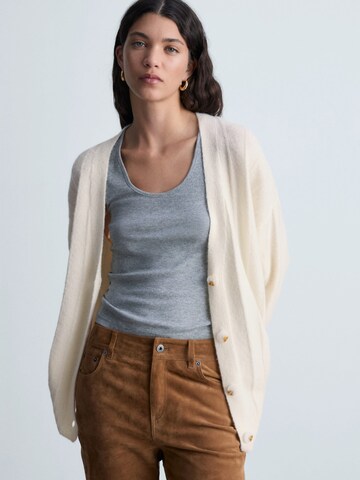 MANGO Cardigan 'TALDOTE' i beige: forside