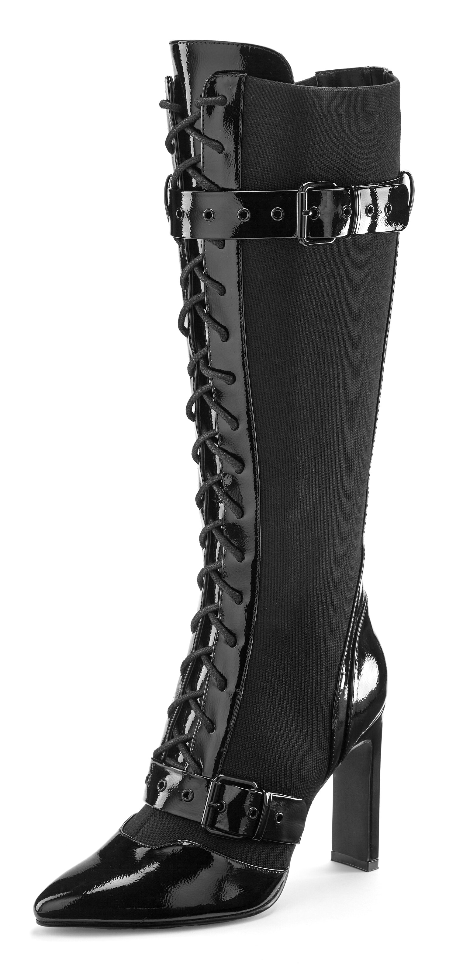 LASCANA Belle Affaire Lace-Up Boots 'Belle Affaire' in Black: front