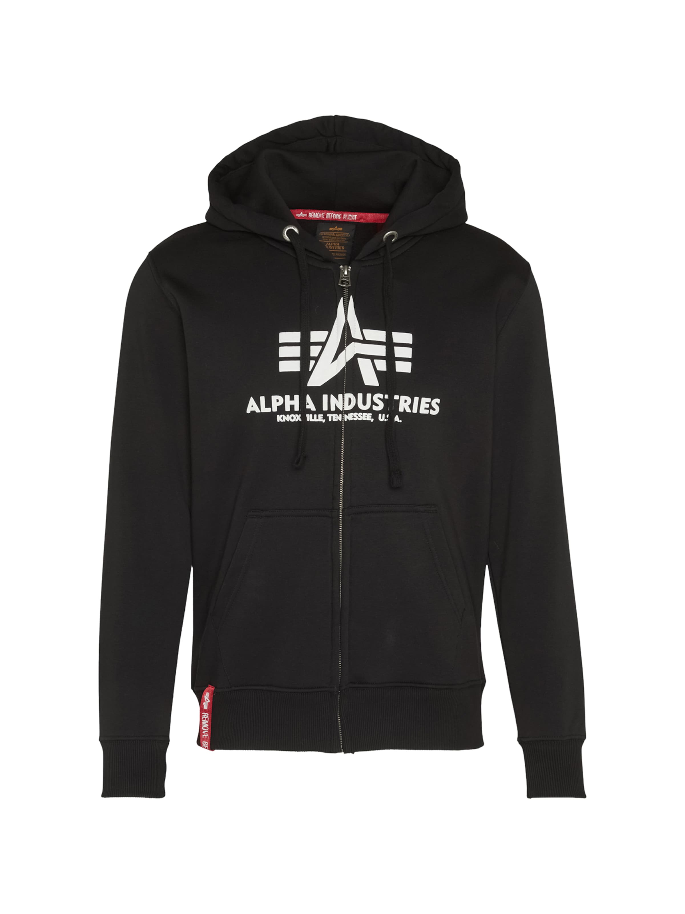 ALPHA INDUSTRIES Ζακέτα φούτερ σε μαύρο: μπροστά