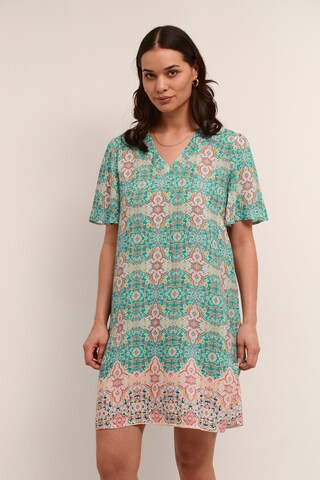 Cream Jurk 'Alora' in Groen: voorkant