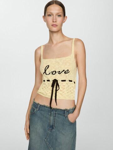 MANGO Knitted Top 'LOVE' in Yellow: front