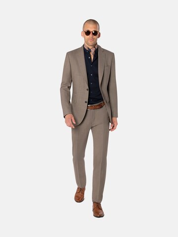BENVENUTO Slim fit Suit 'Romeo Nero' in Brown: front