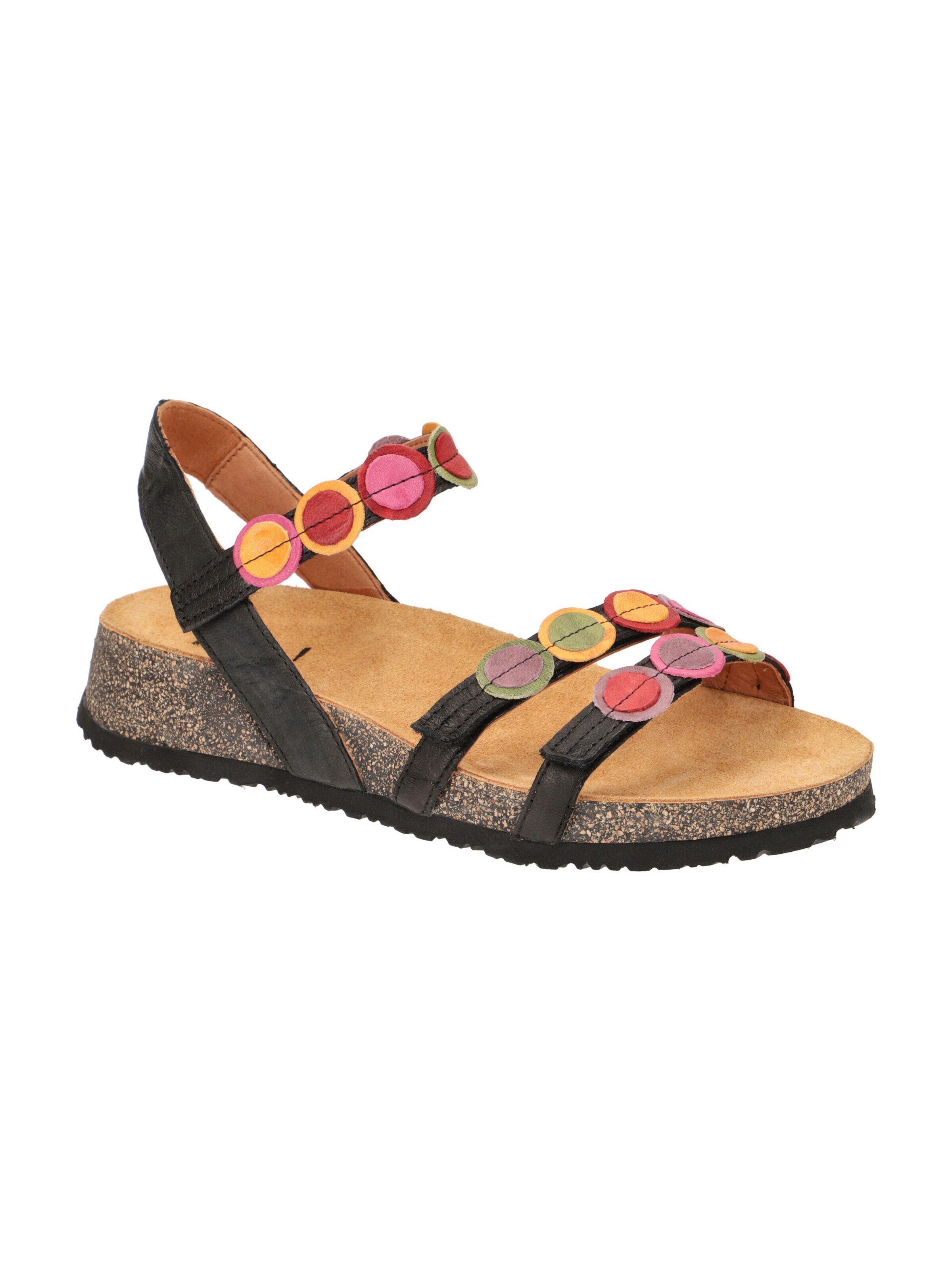 THINK! Sandals 'Think Koak Sandale schwarz bunte Punkte 322' in Black: front