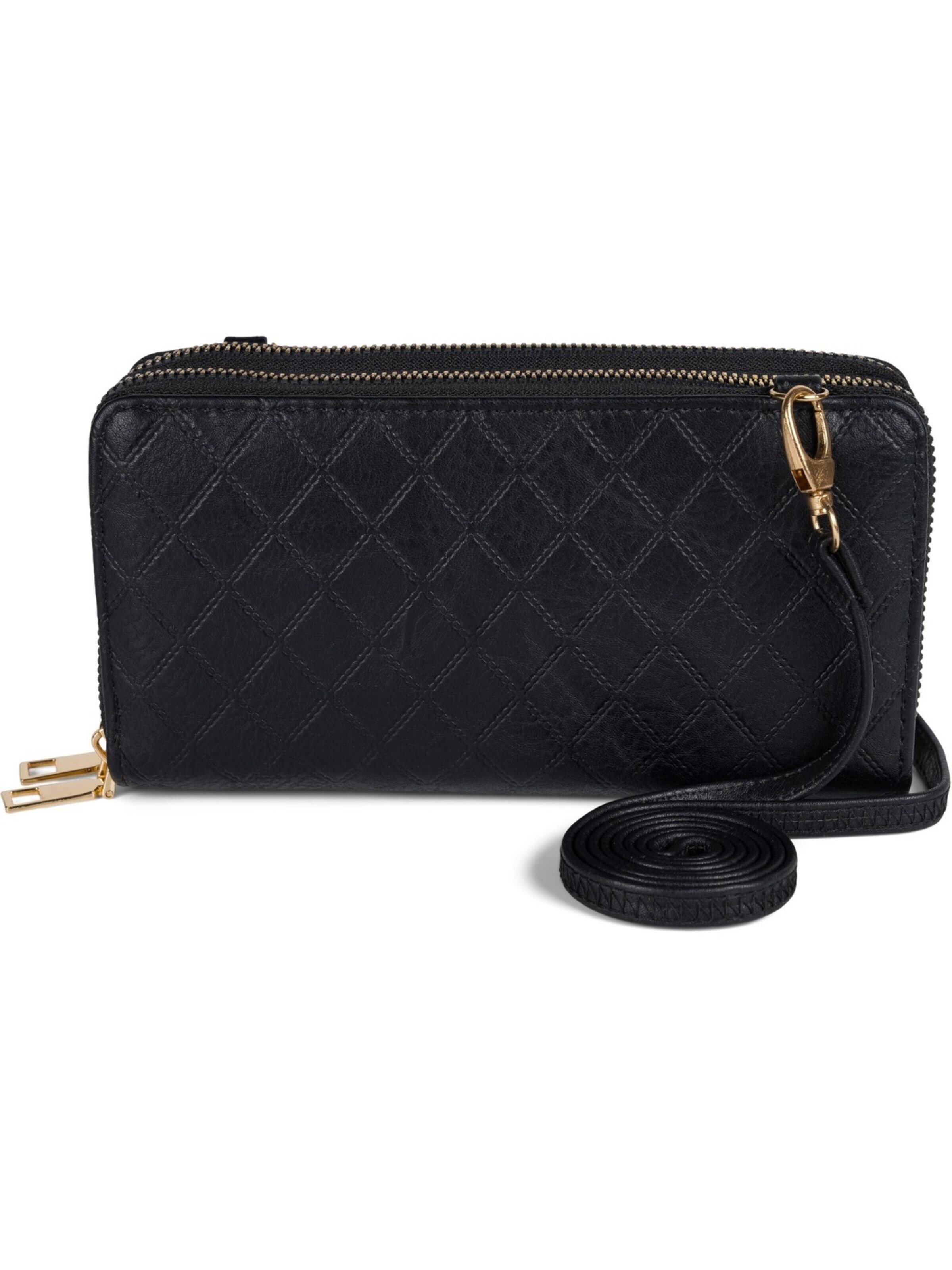 styleBREAKER Crossbody bag '2 in 1 Umhängetasche - Geldbörse Rauten' in Black: front
