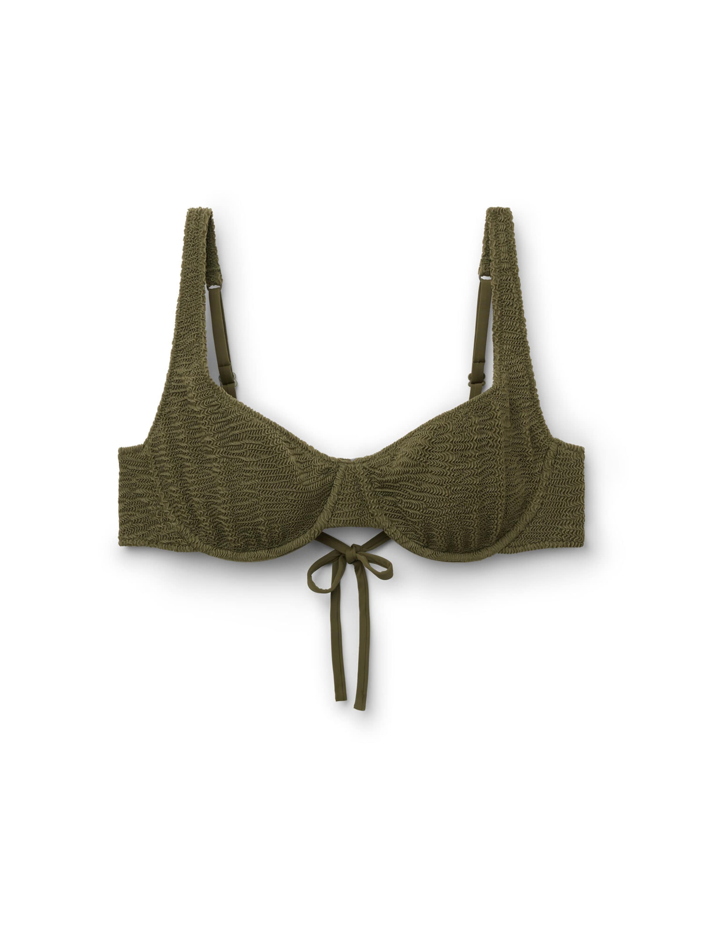 CALZEDONIA Bikini Top 'Crinkle Waves' in Green: front