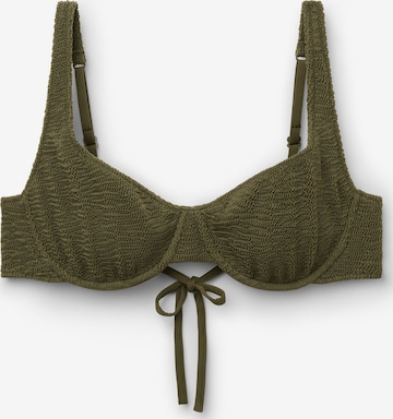 CALZEDONIA Bikini Top 'Crinkle Waves' in Green: front