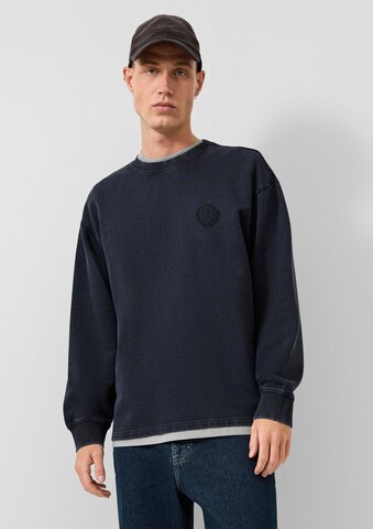 Sweat-shirt QS en bleu : devant