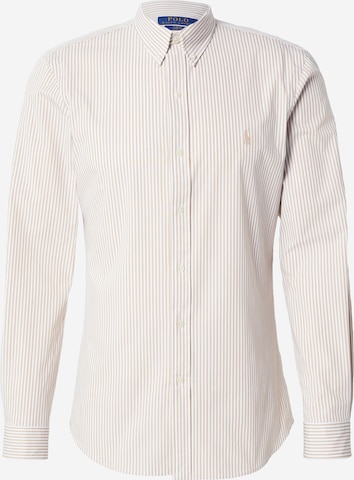 Polo Ralph Lauren Slim Fit Бизнес риза в бежово: отпред
