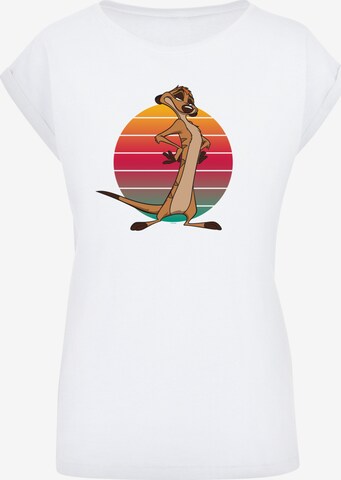 T-shirt 'Disney König der Löwen Timon Sunset' F4NT4STIC en blanc : devant