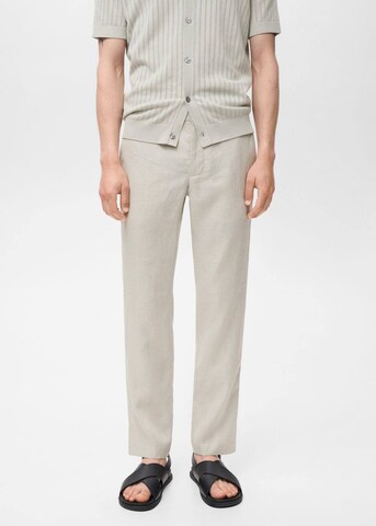 MANGO MAN Slim fit Pants 'Oyster' in Beige: front