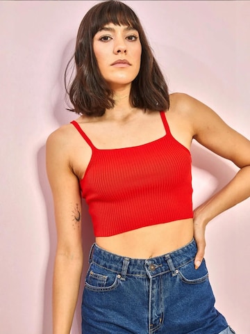 Bianco Lucci Gebreide top in Rood