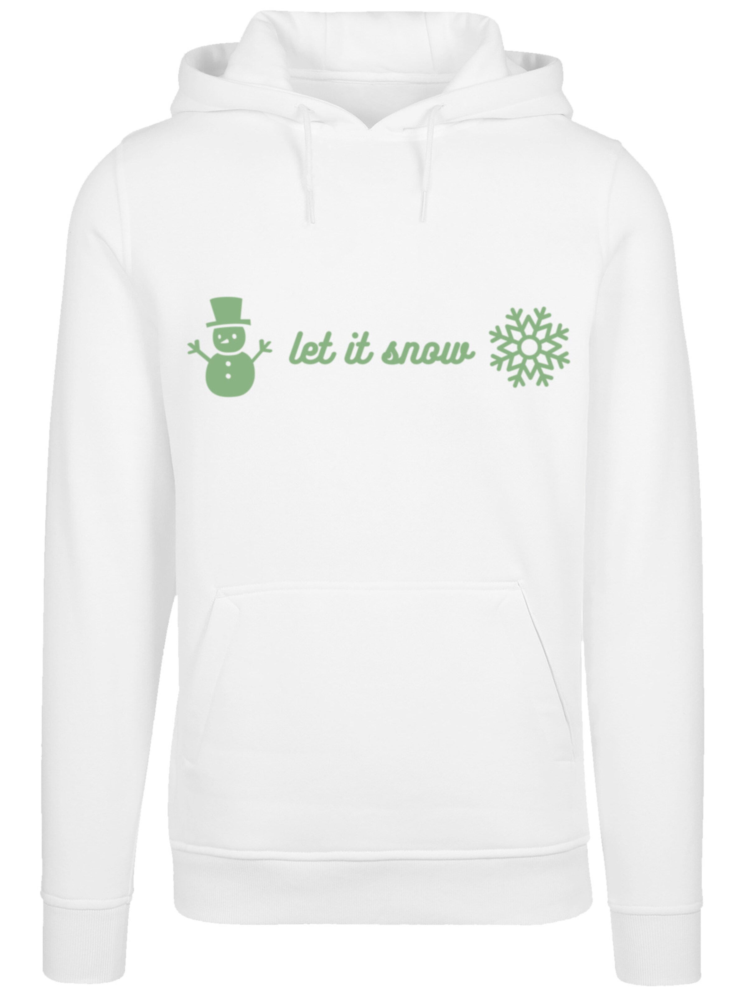 F4NT4STIC Sweatshirt 'Weihnachten let it snow' in Wit: voorkant