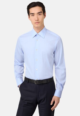 Coupe regular Chemise Boggi Milano en bleu : devant