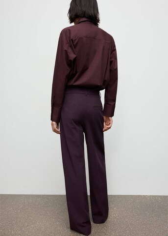 MANGO Wide leg Pleat-Front Pants 'Piping' in Purple