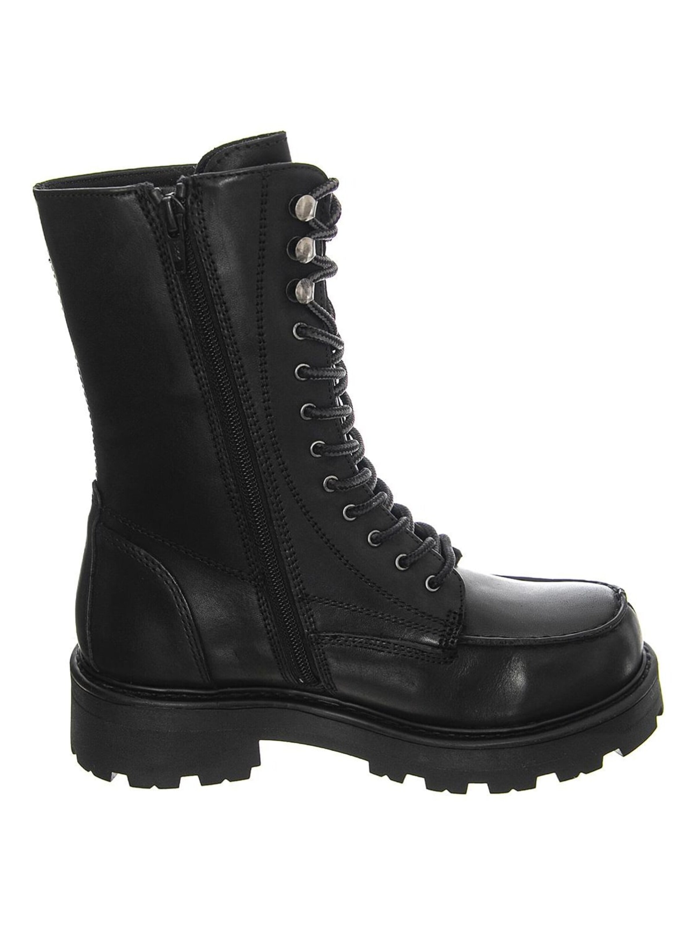 Vagabond Kozaki sznurowane 'Womens Cosmo 2.0 Cow Leather Black Boots Low Heel Chunky' w kolorze czarny