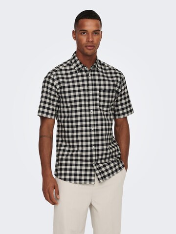 Only & Sons Regular Fit Hemd 'Alvaro' in Beige: Vorderseite