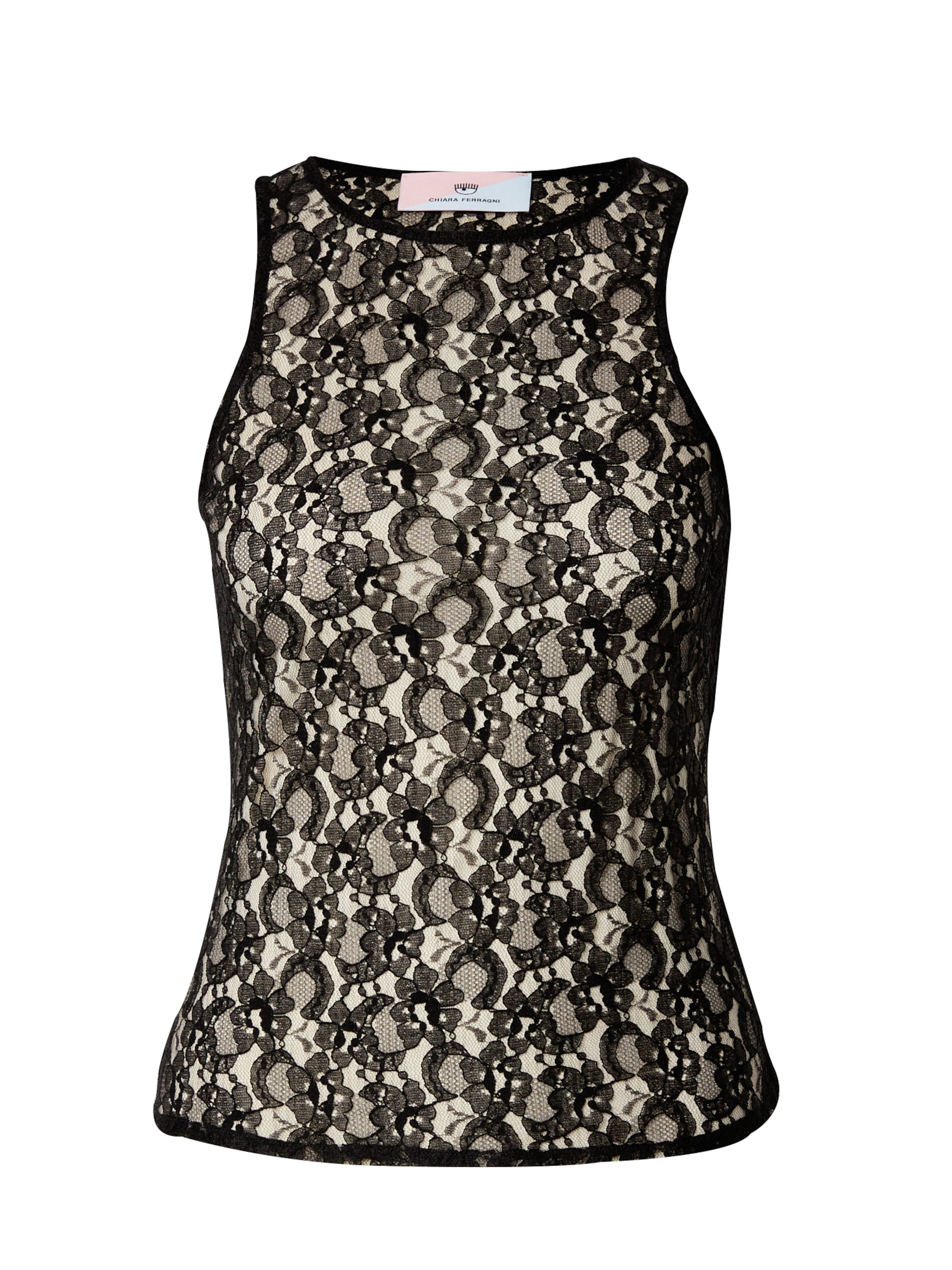 melns Chiara Ferragni Topiņš: no priekšpuses