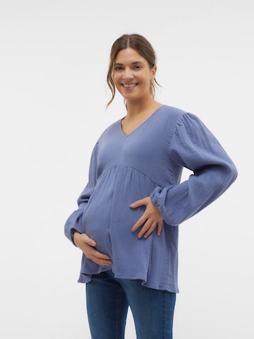 MAMALICIOUS Blouse 'VESTER' in Blauw: voorkant