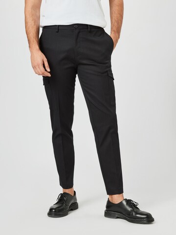 BURTON MENSWEAR LONDON - Slimfit Calças cargo em preto: frente