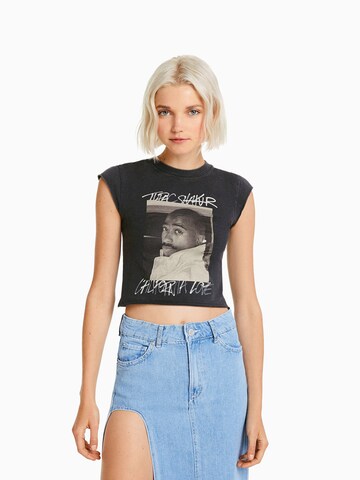 Bershka Shirt in Zwart: voorkant