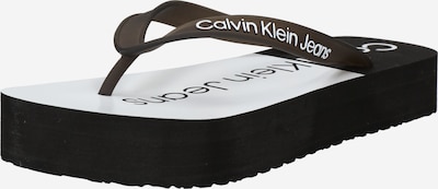 Calvin Klein Jeans Tongs en brun foncé / blanc, Vue avec produit