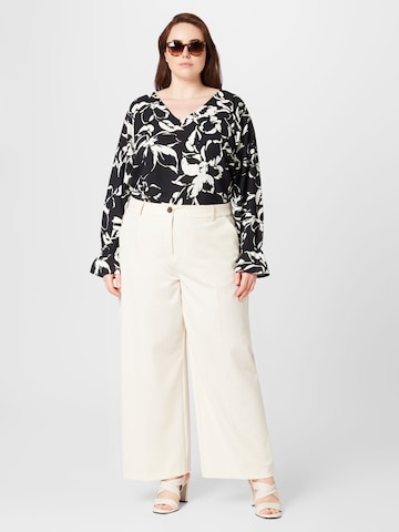 Fransa Curve Wide leg Trousers with creases 'MILENA' in White