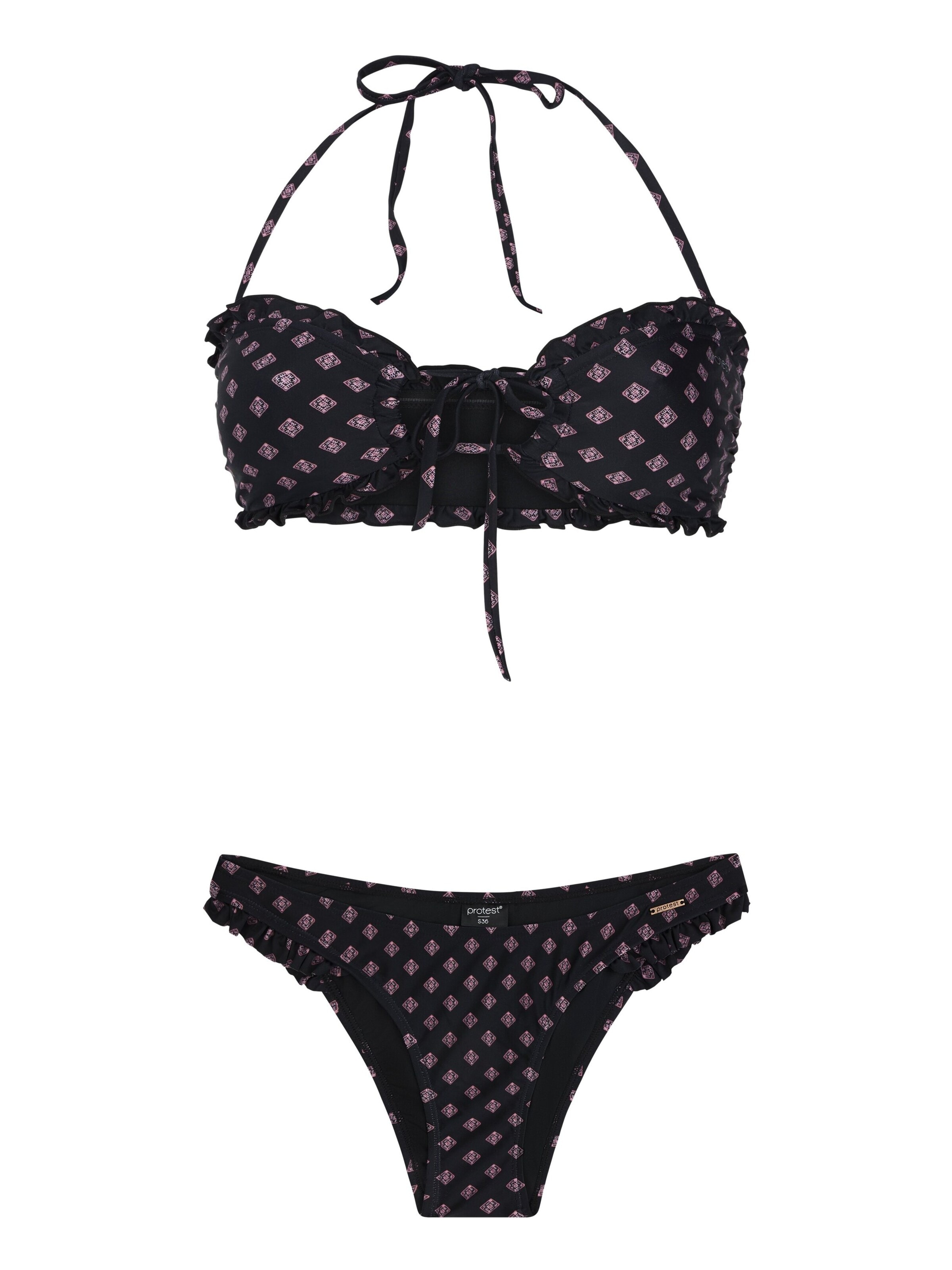 PROTEST Bandeau Bikini 'PRTXANTHE' in Zwart: voorkant