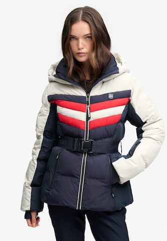 Superdry & Co Athletic Jacket 'Luxe Chevron' in Blue: front