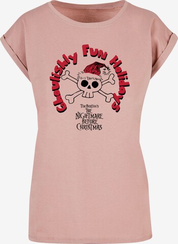 ABSOLUTE CULT Shirt 'The Nightmare Before Christmas - Ghoulishly Fun Holidays' in Pink: front