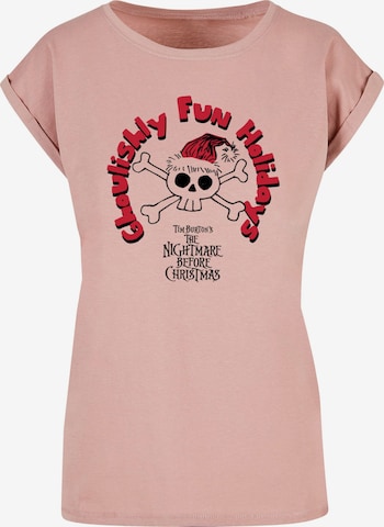 ABSOLUTE CULT T-Shirt 'The Nightmare Before Christmas - Ghoulishly Fun Holidays' in Pink: predná strana