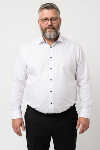 Men Plus Comfort fit Overhemd in Wit: voorkant