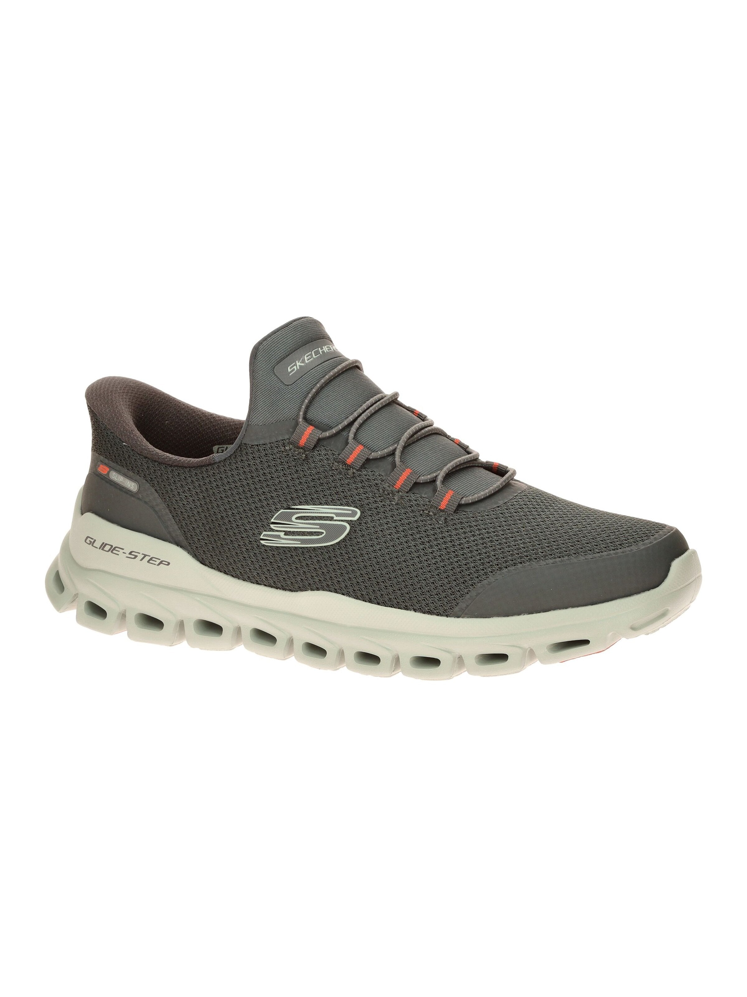SKECHERS Slippers 'Skechers Glide Step Slipper Schuhe grau Herren SLIP-INS 233017' in Grey: front
