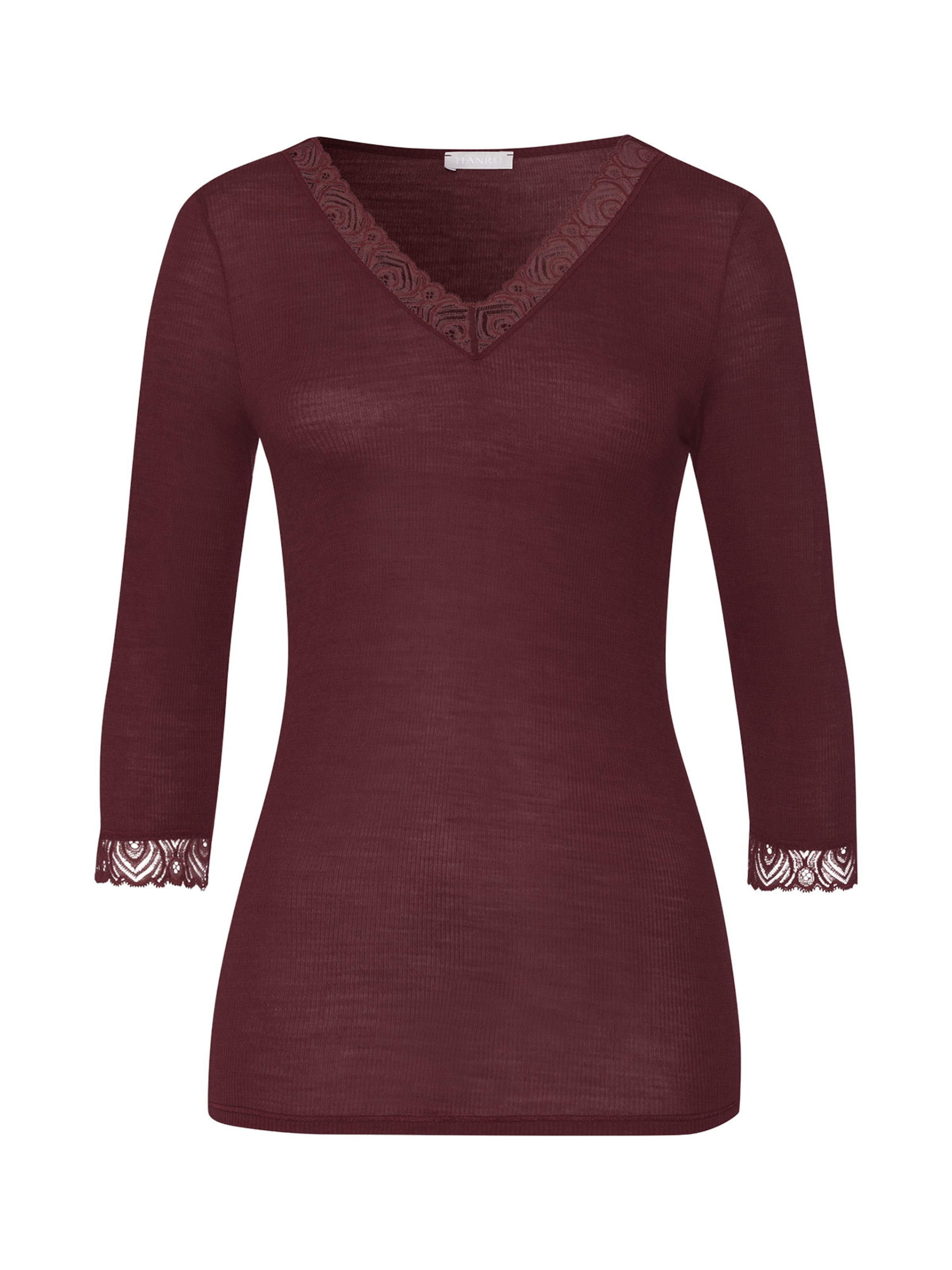 Hanro Pajama shirt 'Woolen Lace' in Purple: front