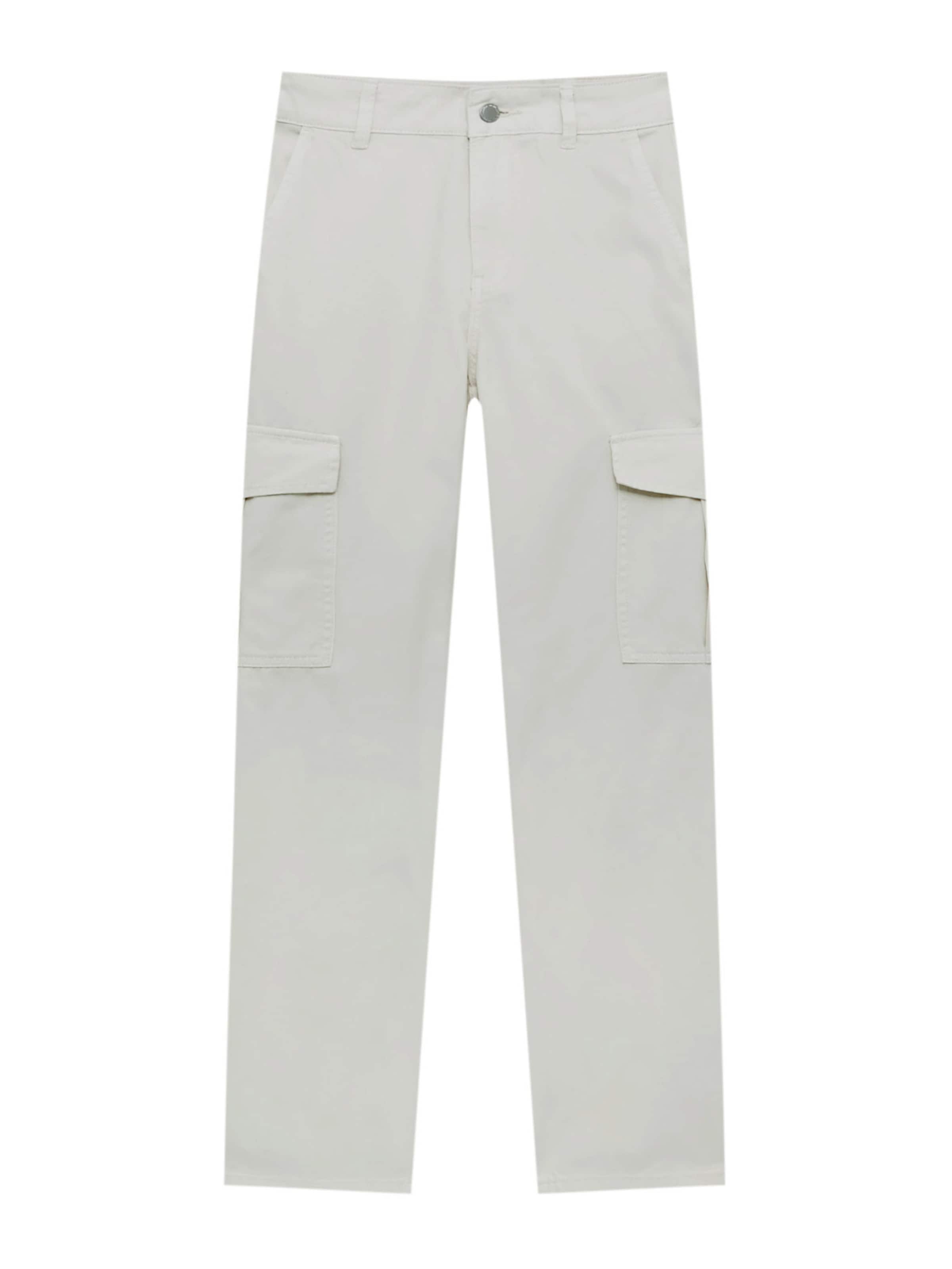 Loosefit Pantalon cargo Pull&amp;Bear en gris : devant
