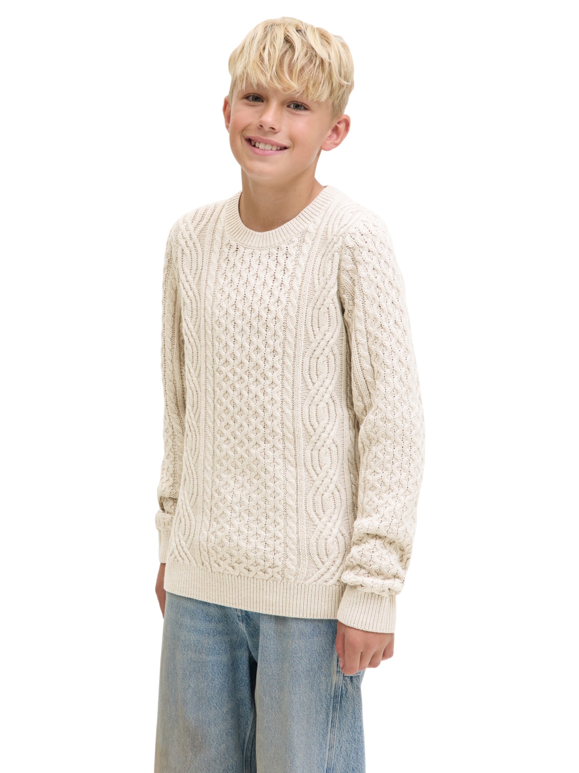 Pull-over 'Lusean' Jack & Jones Junior en blanc : devant
