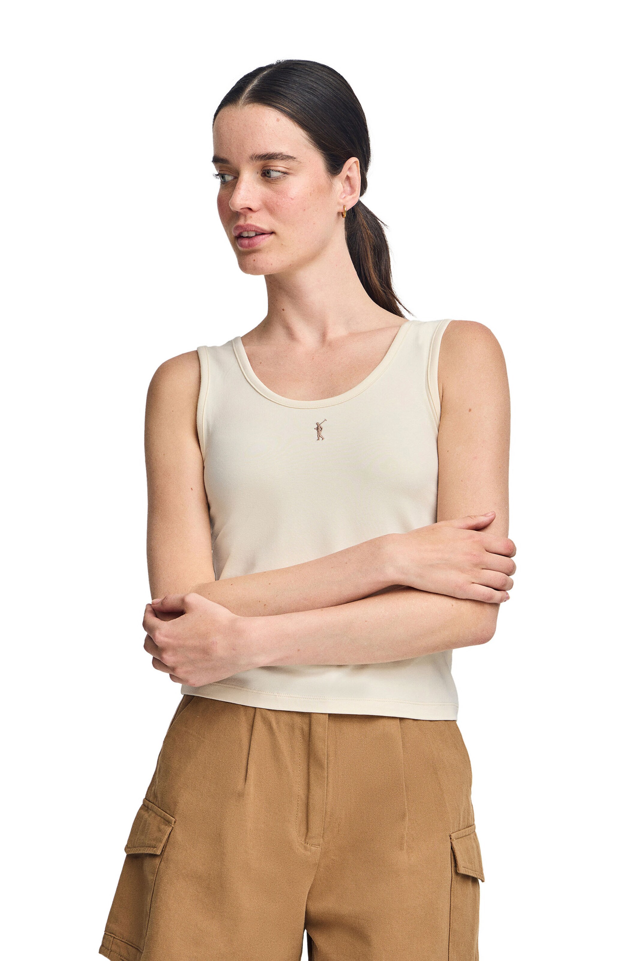 Polo Club Top in Beige: front