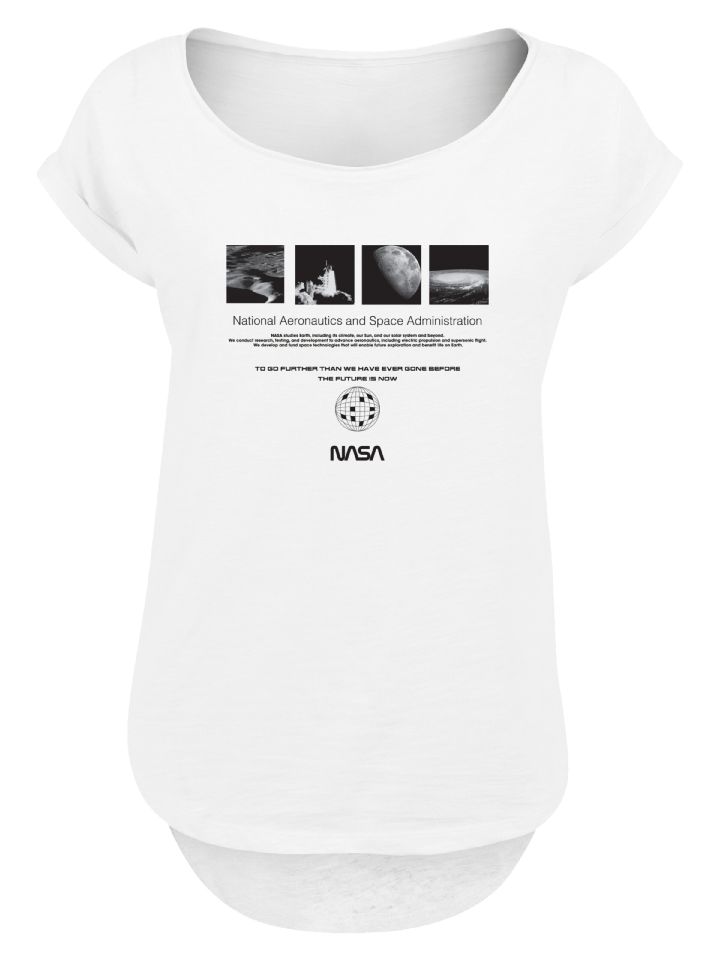 F4NT4STIC T-shirt 'NASA Retro Photo Ad The Future Is Now' en noir / blanc, Vue avec produit