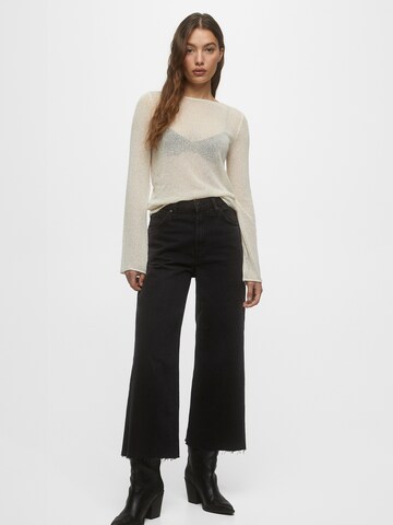 Pull&Bear Wide Leg Jeans in Schwarz