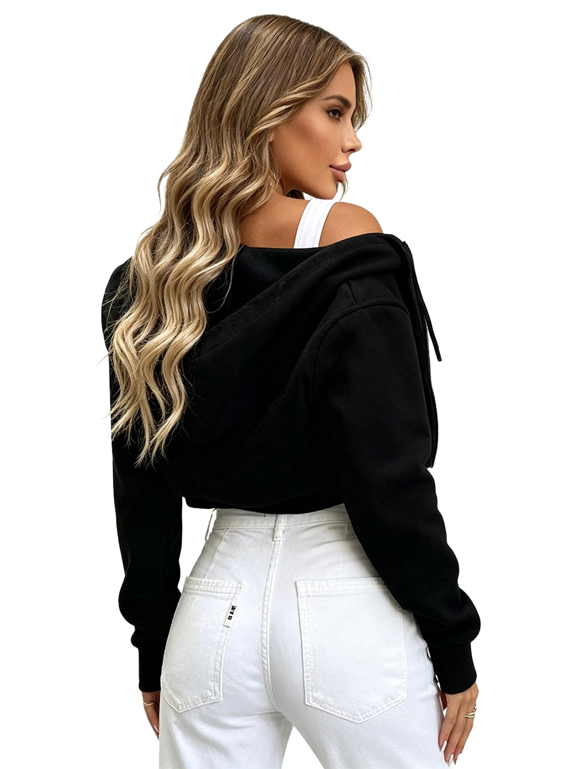 KoJooin Between-season jacket 'Damen Herbst-Winter Kapuzenjacke mit Reißverschluss Lässiger und Sportpullover im europäischen Stil' in Black