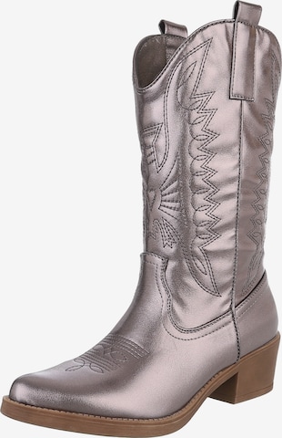 Ital-Design Cowboy Boots in Bronze: front