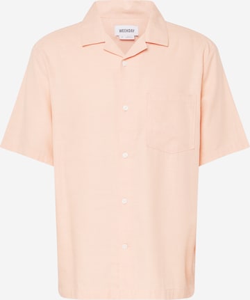 WEEKDAY Button Up Shirt in Orange: front