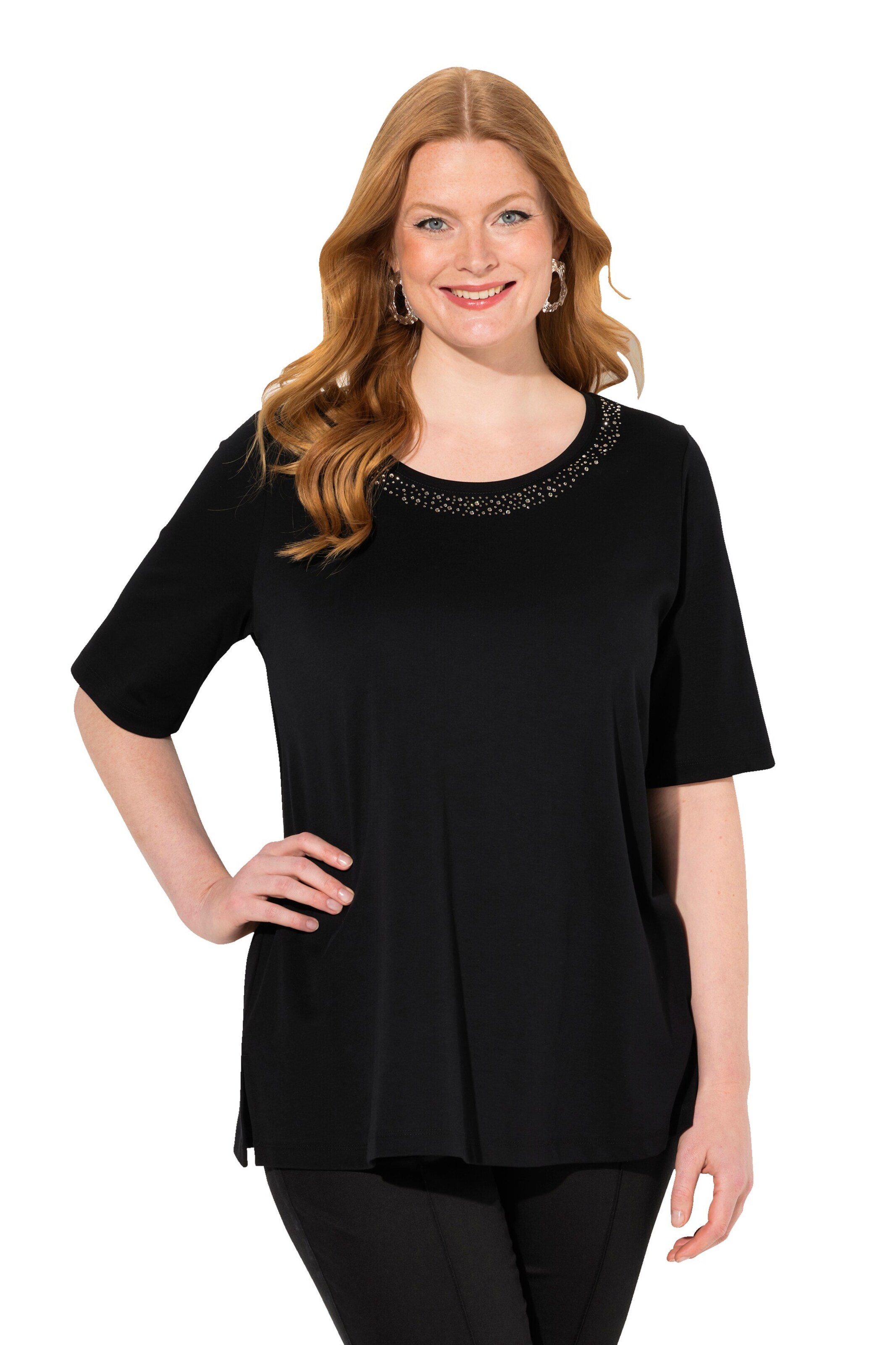 T-shirt Ulla Popken en noir : devant