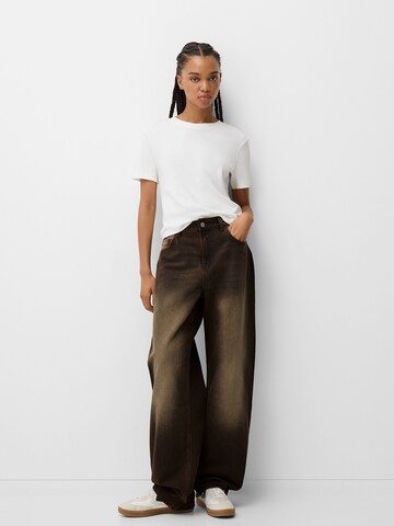 Wide Leg Jean Bershka en marron