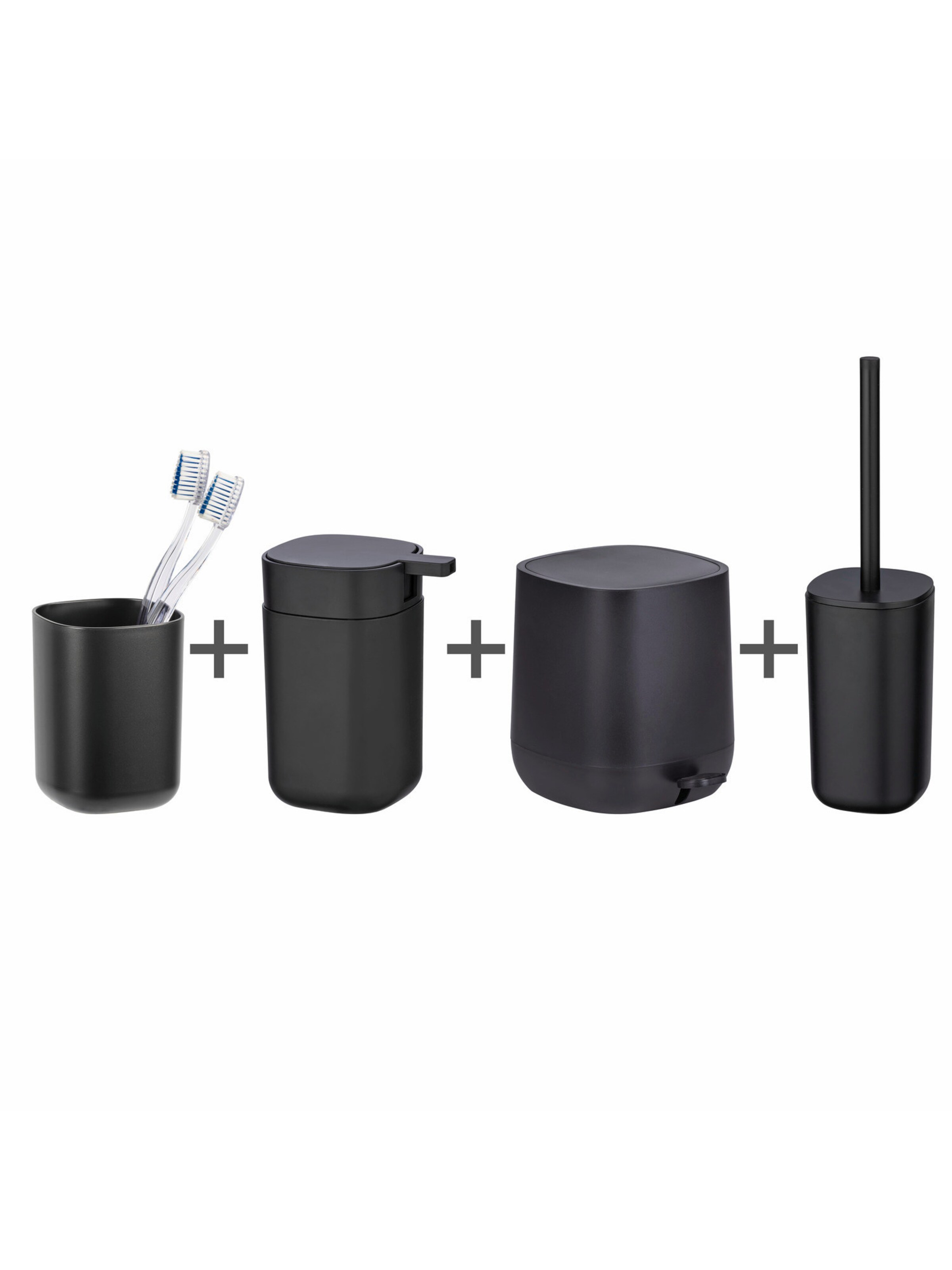 Wenko Bad-Accessoire Set 'Davos' in schwarz, Produktansicht