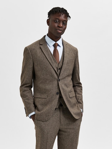 SELECTED HOMME Slim fit Suit Jacket 'Adrian' in Brown: front