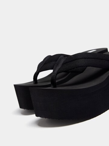 Pull&Bear T-bar sandals in Black