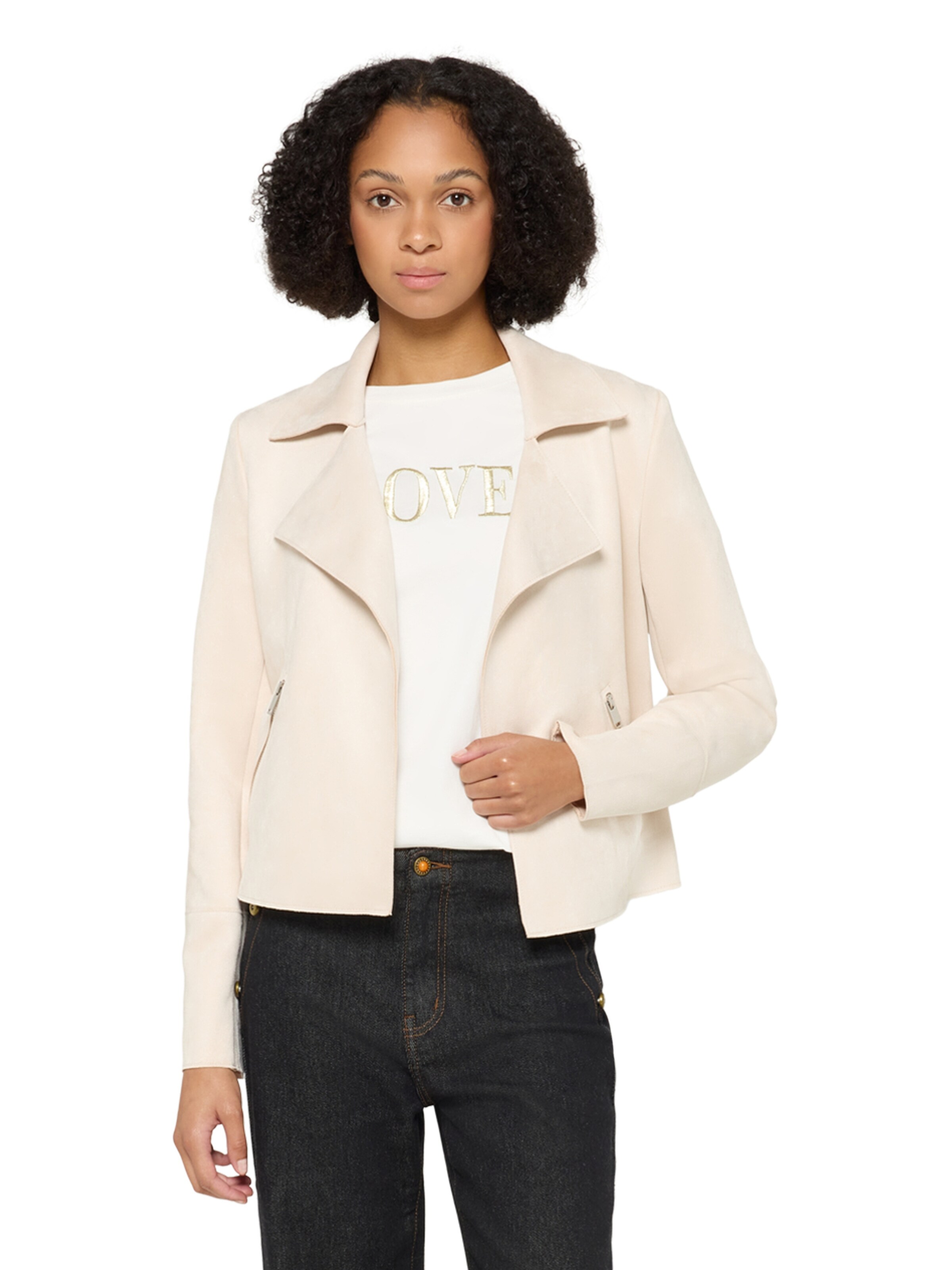 Cartoon Blazer in Beige: front