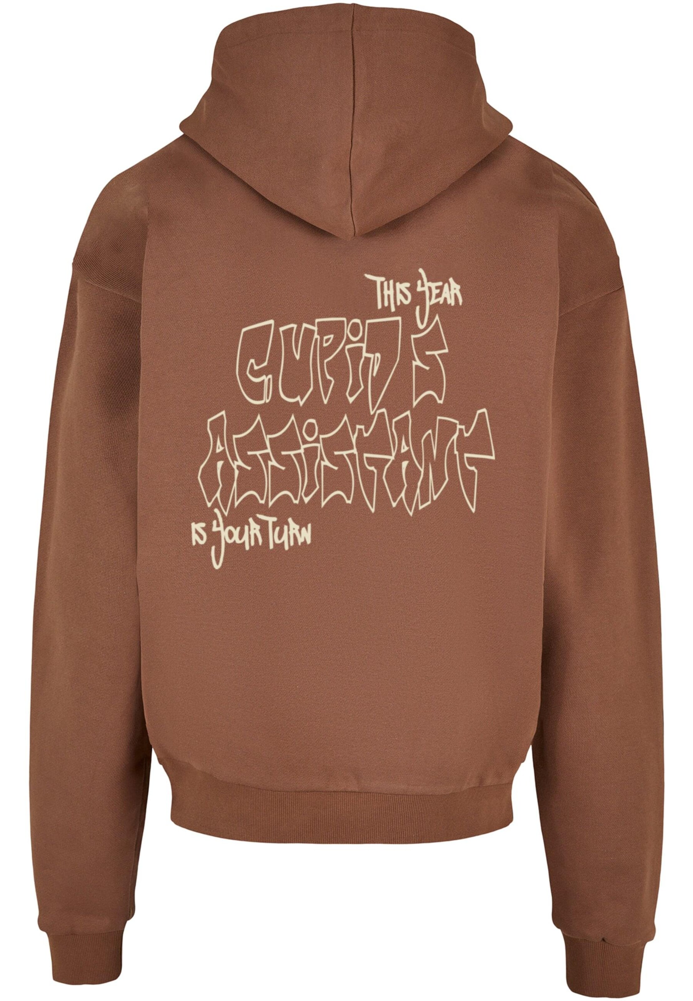 Merchcode Sweatshirt 'Cupid´s Assistant' in Braun