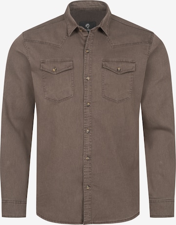 Rock Creek Button Up Shirt in Brown: front