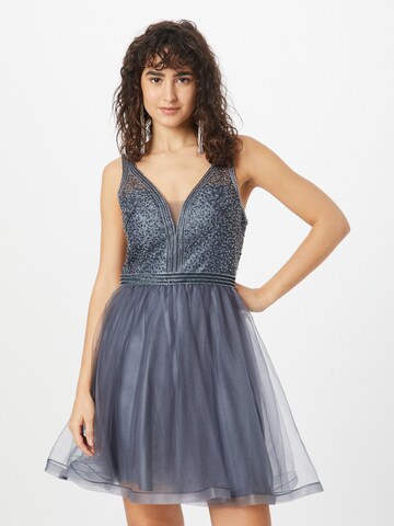 Robe de cocktail Laona en bleu : devant